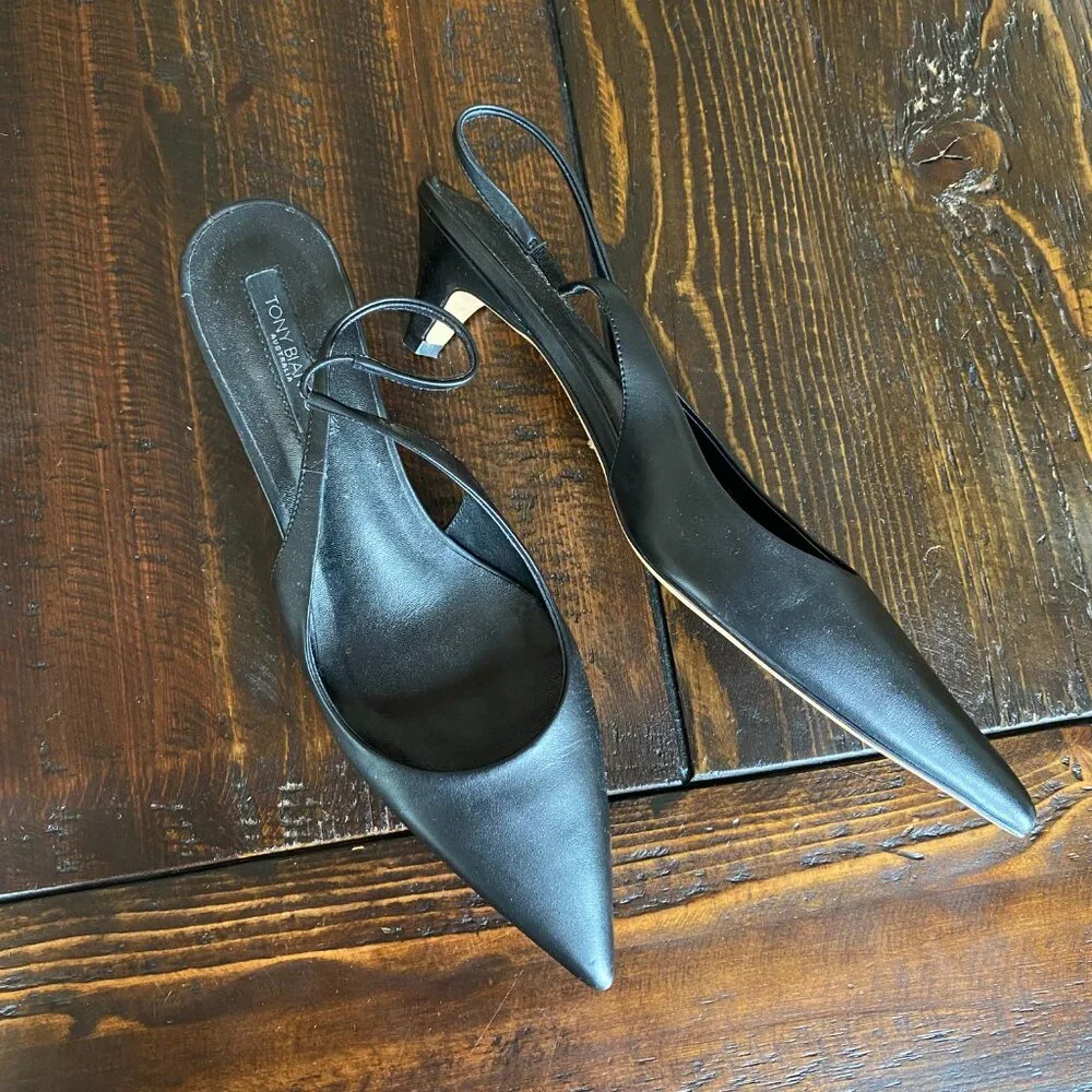 Tony Bianco Black Pointed Slingback Heels
